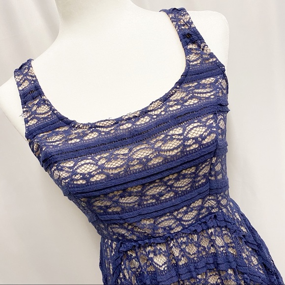 American Rag Navy Blue Lace Sleeveless Dress - Picture 2 of 8